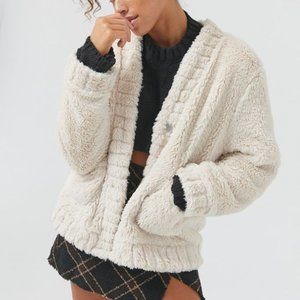 NWT UO Hannah Plush Cardigan Jacket Ivory XS